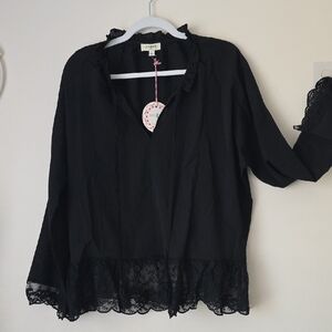 Black Lace Trim Umgee Women's Top